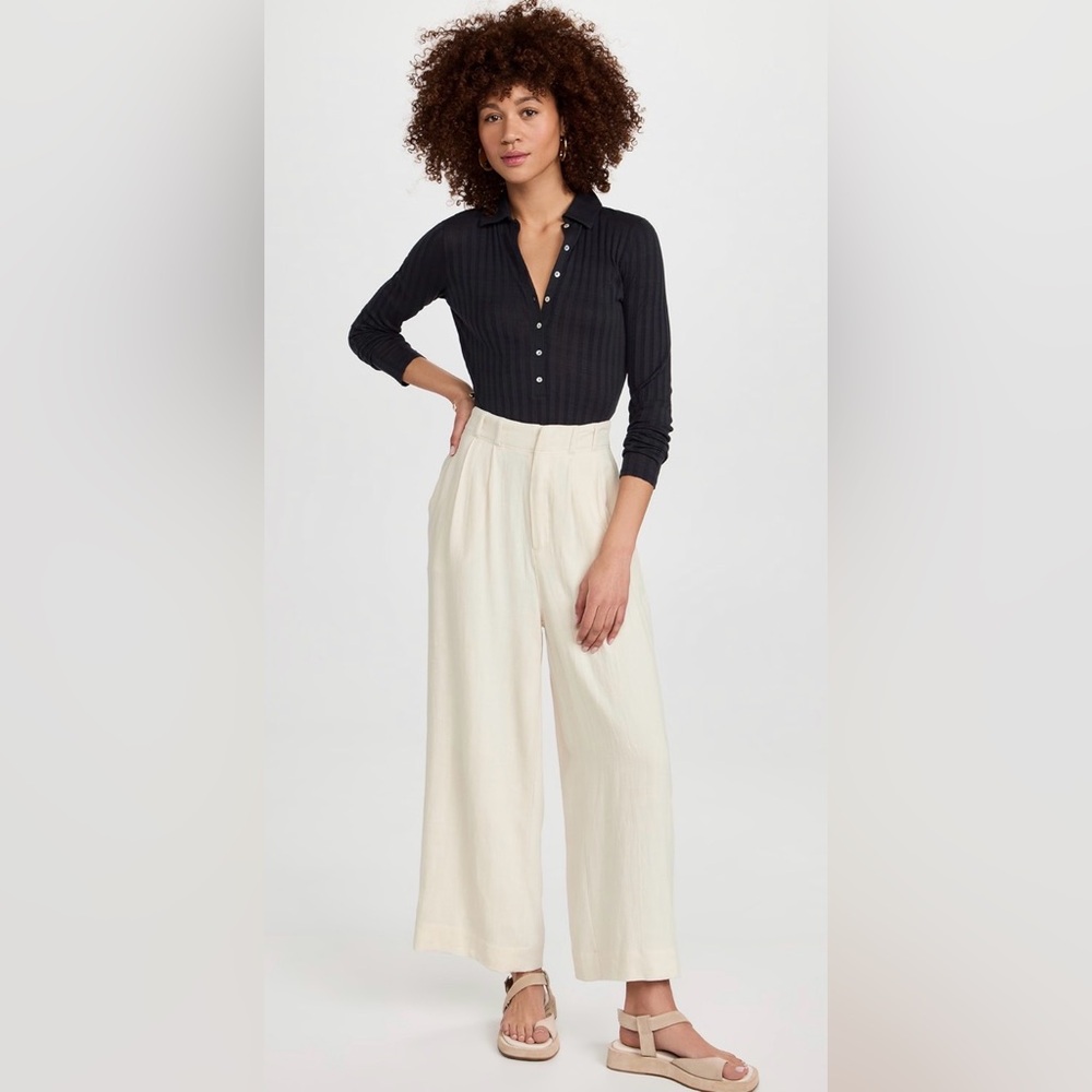 NWT, Z Supply Farah Wide-Leg High-Rise Pants, Cream, Sz S